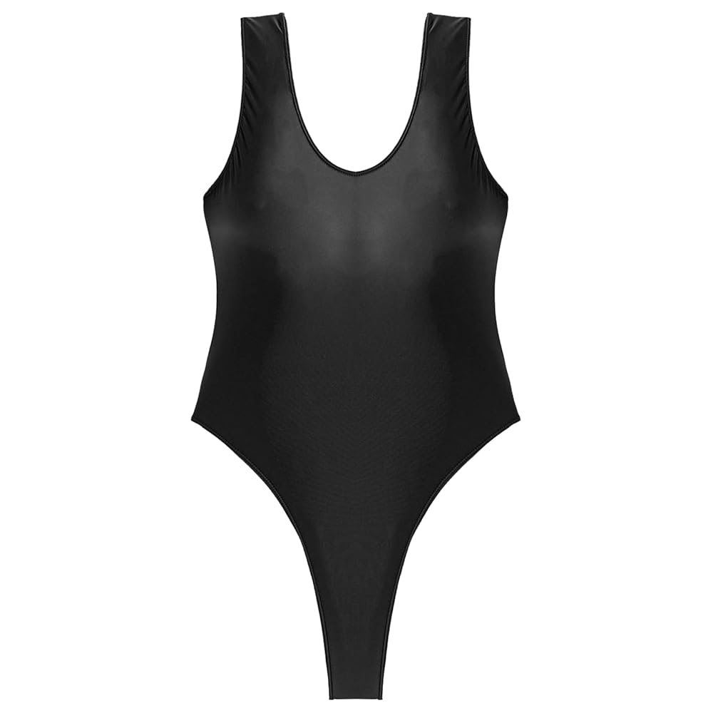 Linjinx Women's Glossy Bodysuit Smooth One-Piece Swimwear